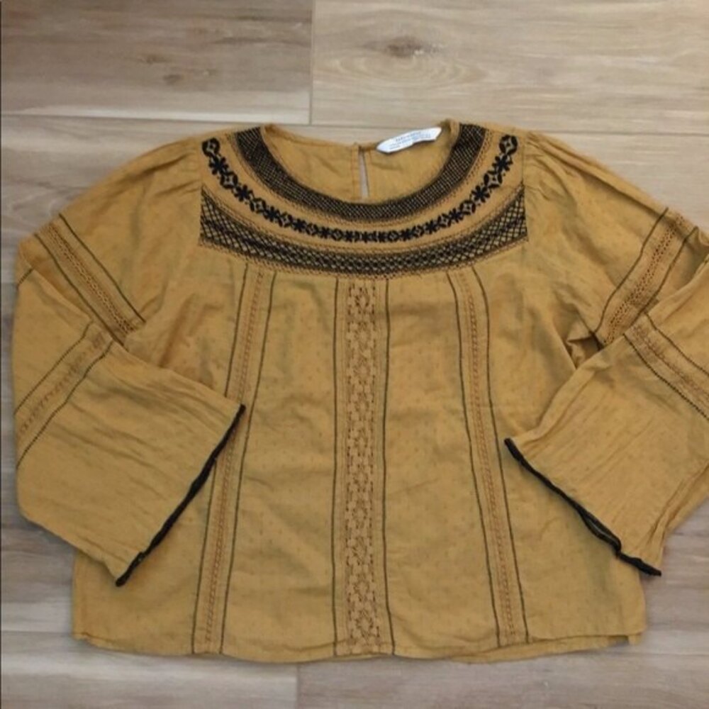 Zara Embroidered Boho Blouse S - Picture 1 of 7